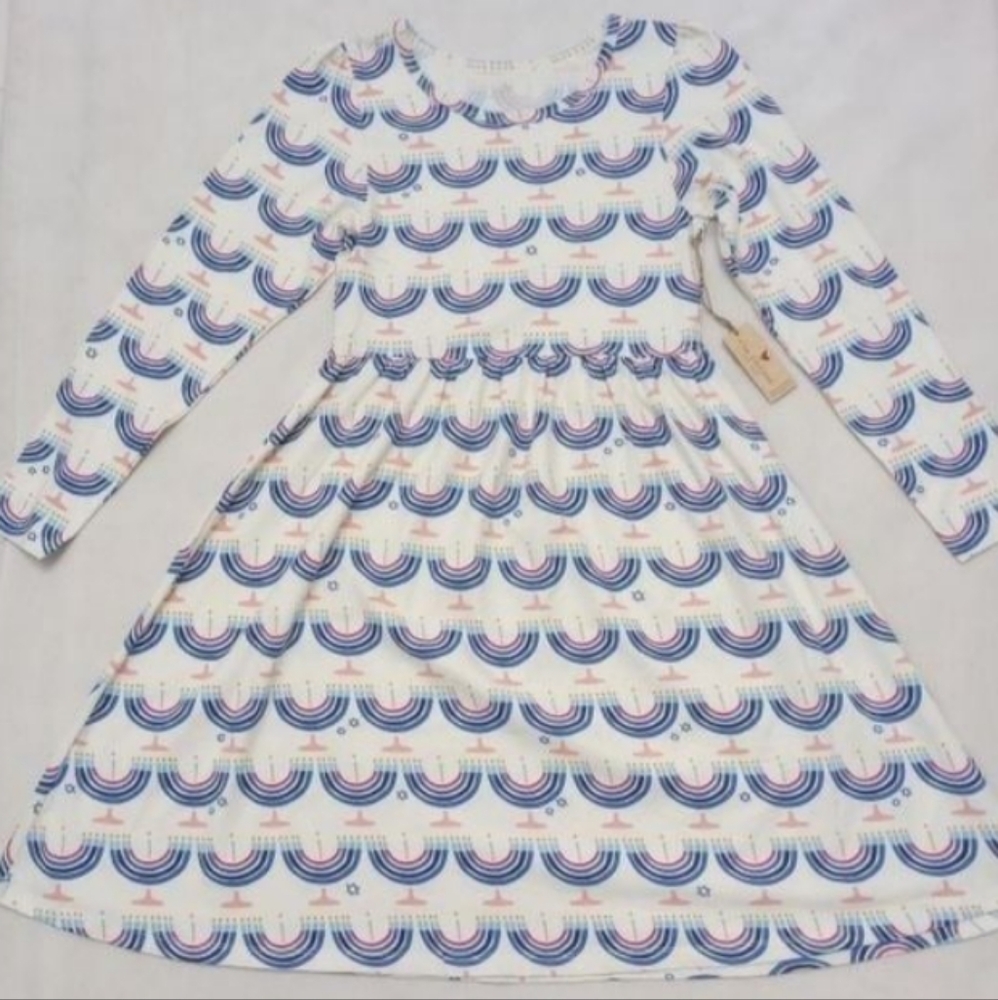 NWT Pink Chicken Menorah Print Steph Dress, size 12 years